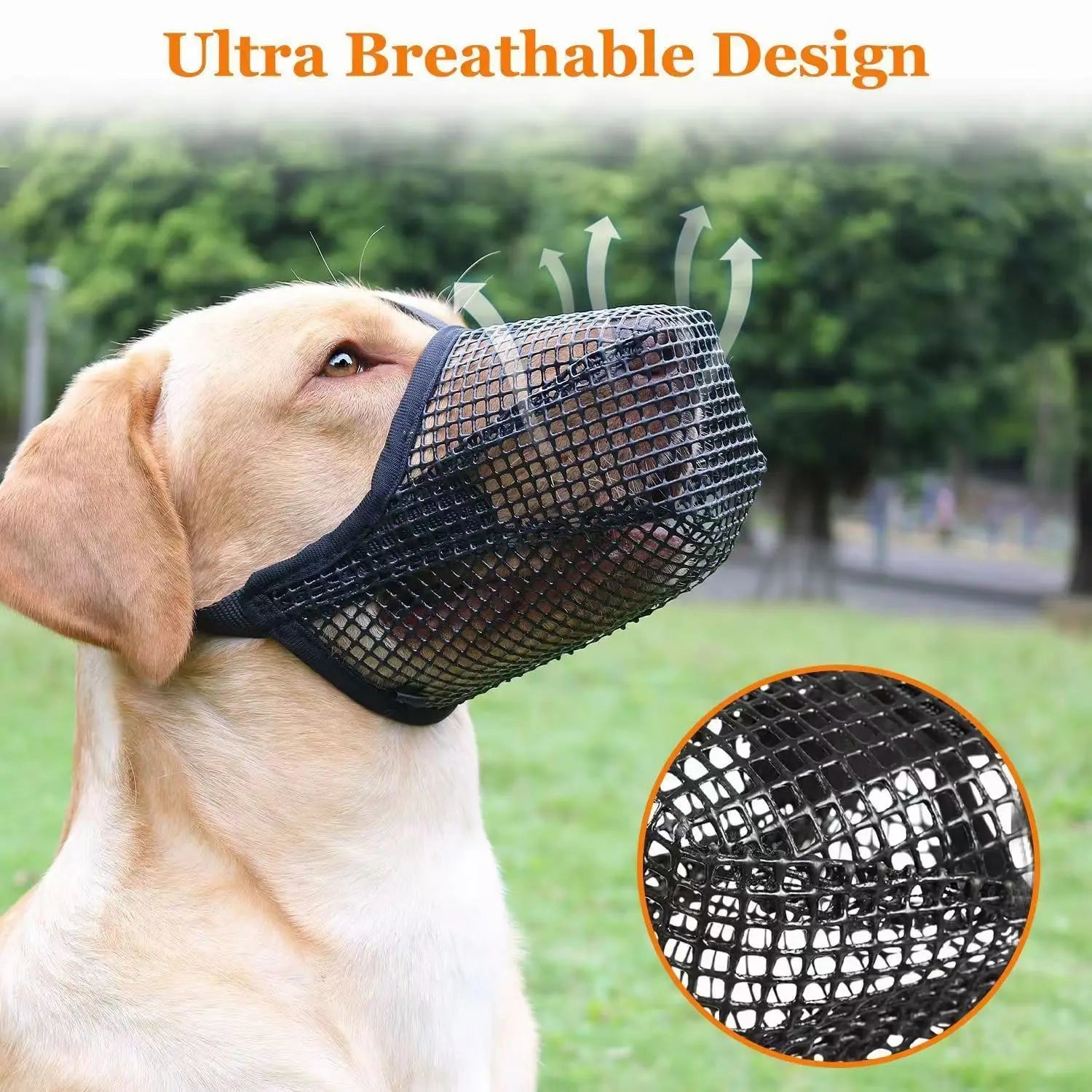 Mesh Dog Muzzle for Large Dogs - Breathable Anti-Scavenging Mask