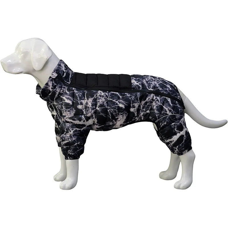 Padded Dog Winter Coat - Windproof Four-Leg Suit for Cold Weather