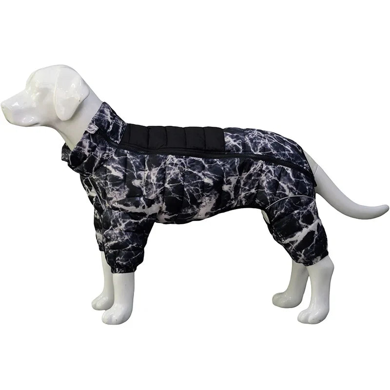 Padded Dog Winter Coat - Windproof Four-Leg Suit for Cold Weather