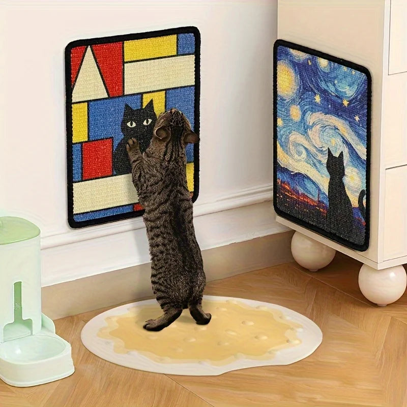 Wall Mounted Sisal Scratching Board - Space-Saving No-Mess Cat Mat