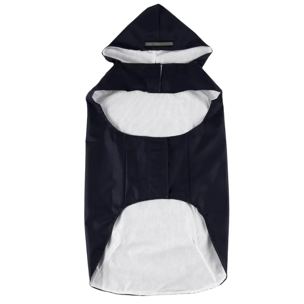 Hooded Dog Raincoat with Reflective Stripe - Waterproof Rain Jacket