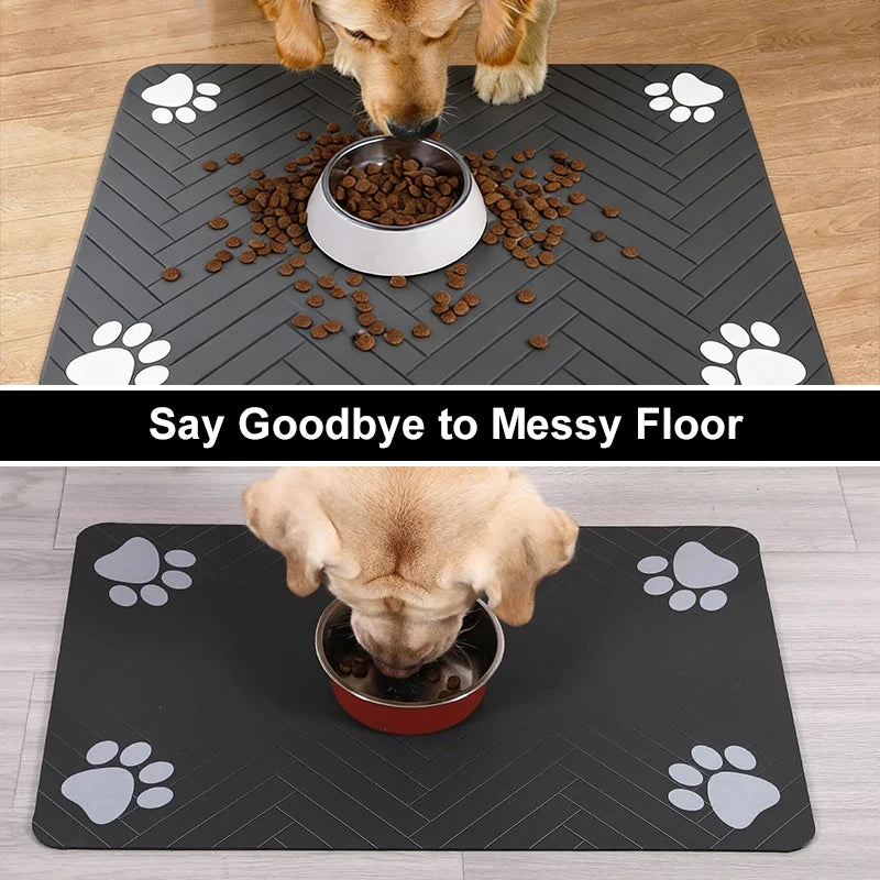 Absorbent Pet Feeding Mat - Quick Dry Placemat with Rubber Backing