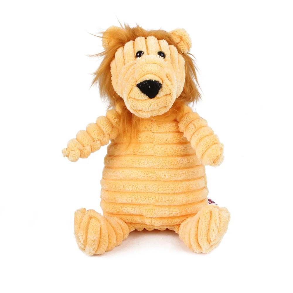 Corduroy Monkey and Pig Dog Toy - Squeaky Plush for Large Dogs