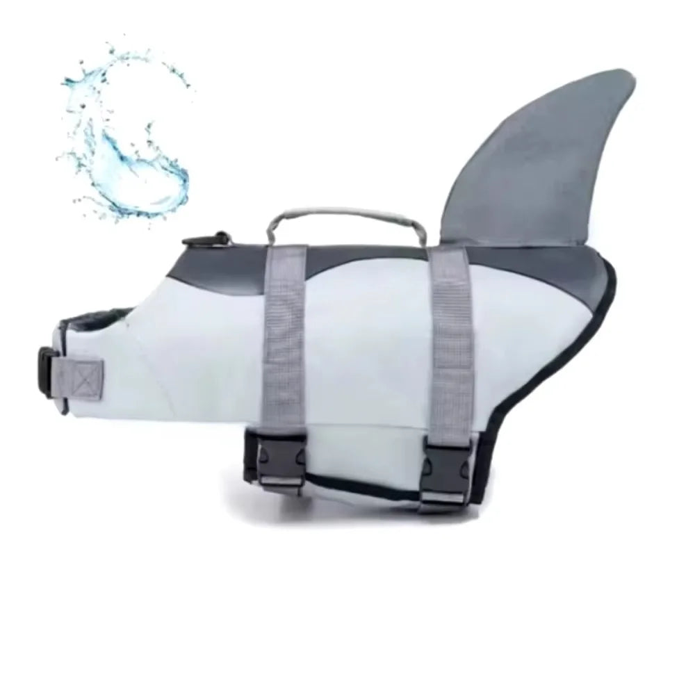 Shark Dog Life Jacket - High Buoyancy Swim Vest with Rescue Handle