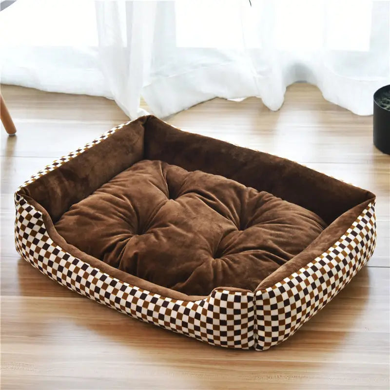 Square Nest Dog Bed - Warm Bolstered Kennel for Small to Plus Size Dogs