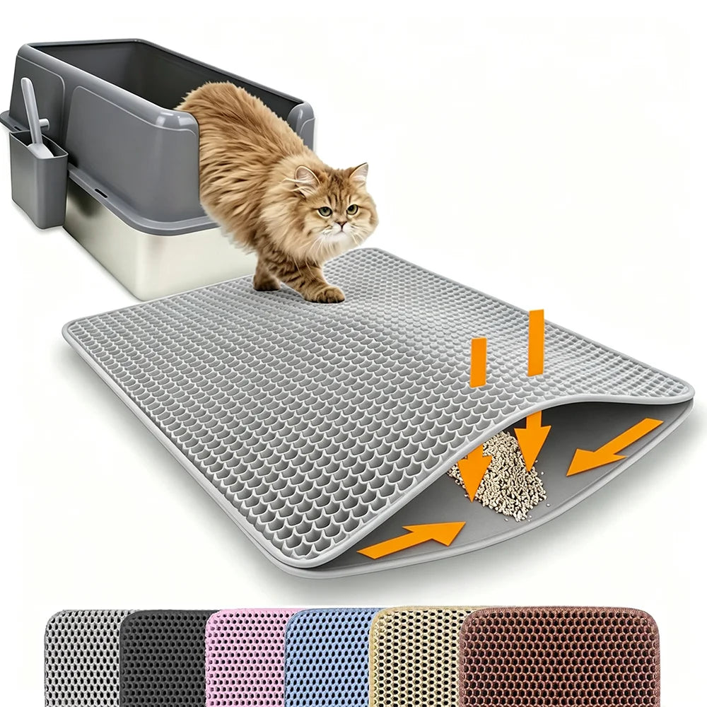 Double Layer Cat Litter Mat - Non-Slip Waterproof Litter Trapper