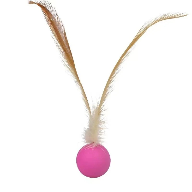 Cat Feather Ball Toy - Interactive Bouncing Chase Toy for Kittens