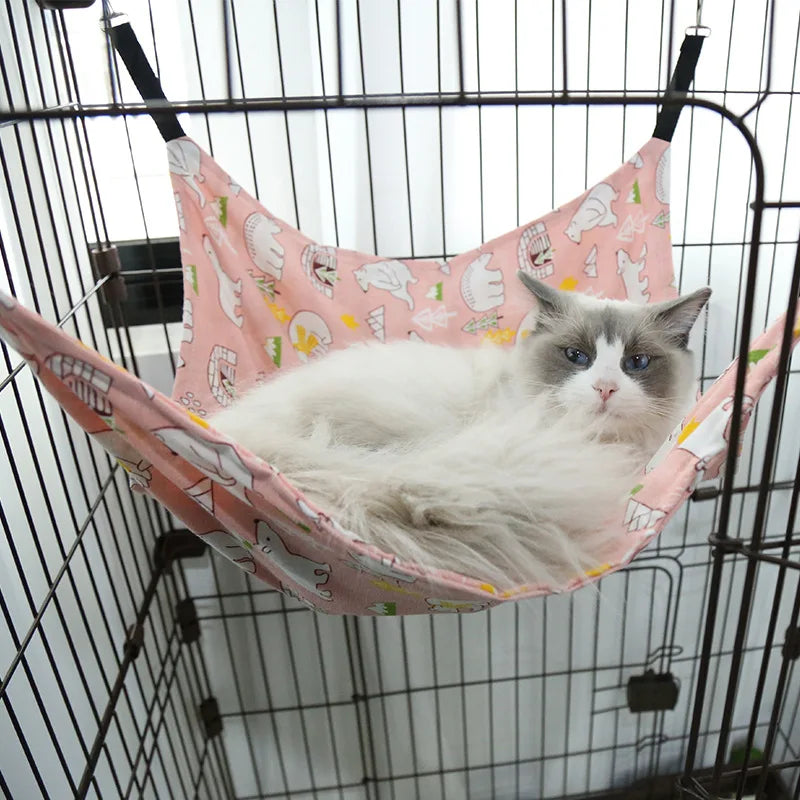 Hanging Cat Cage Hammock - Double-Sided Bed with Adjustable Straps