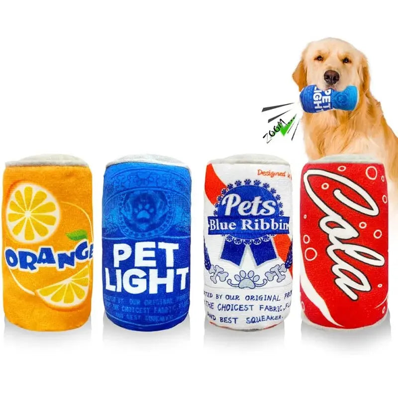 Plush Beer Bottle Dog Toy - Soft Squeaky Boredom Buster