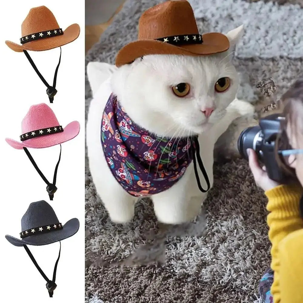 Dog Cowboy Hat - Adjustable Summer Headwear for Cats and Dogs