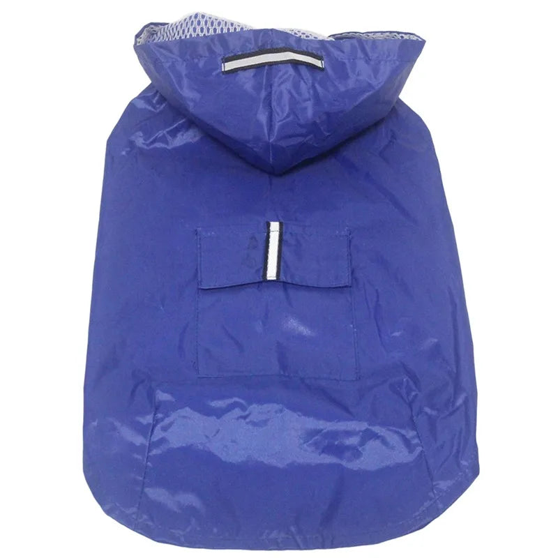 Hooded Dog Raincoat with Reflective Stripe - Waterproof Rain Jacket
