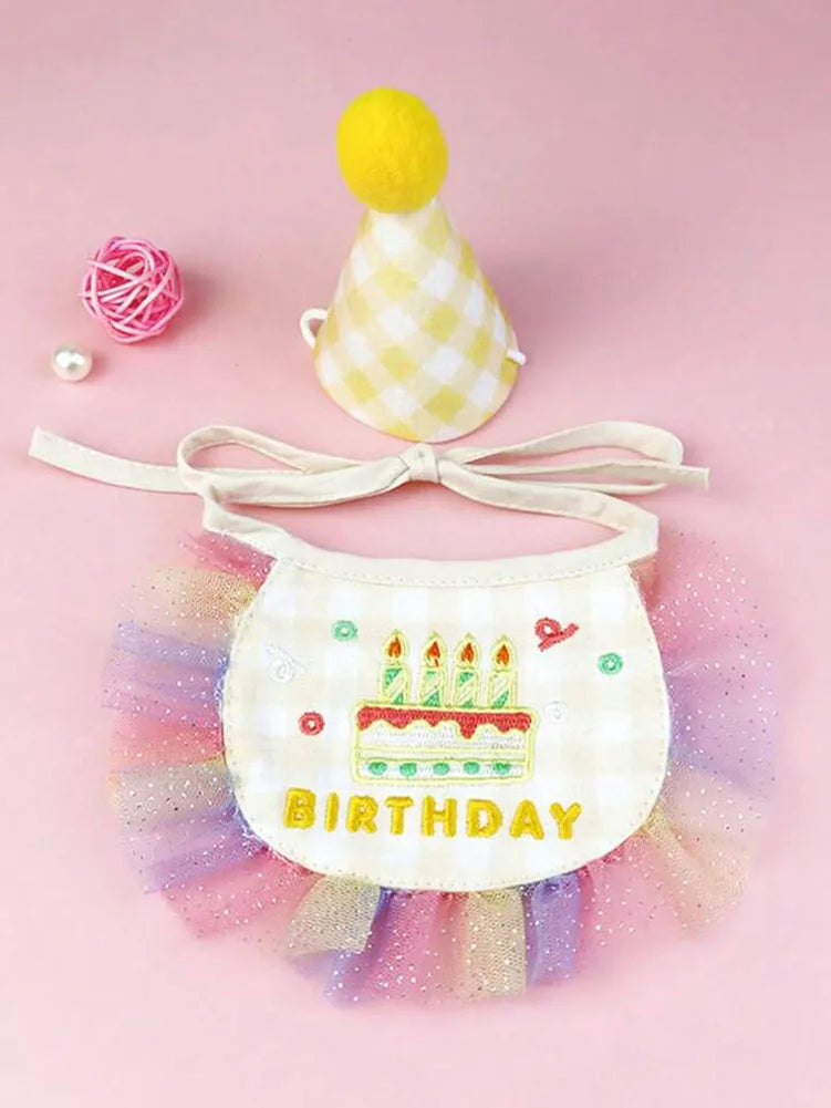 Pet Birthday Set - Party Hat and Bib Bandana for Dogs and Cats