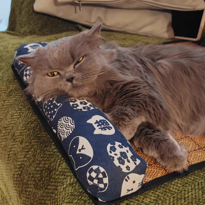 Rattan Cat Cooling Mat - Natural Woven Summer Bed for Cats and Dogs