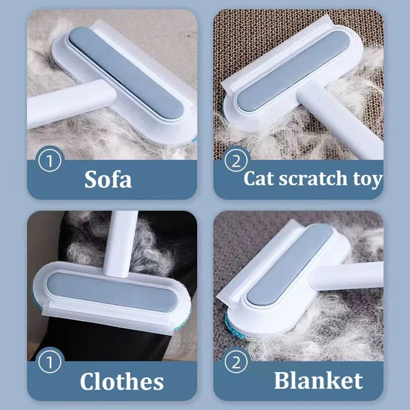 3-in-1 Pet Hair Remover Brush - Long Handle Fur Cleaning Tool