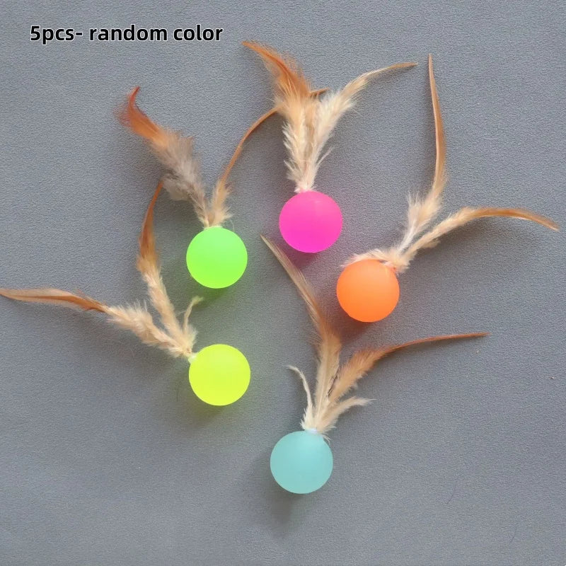 Cat Feather Ball Toy - Interactive Bouncing Chase Toy for Kittens