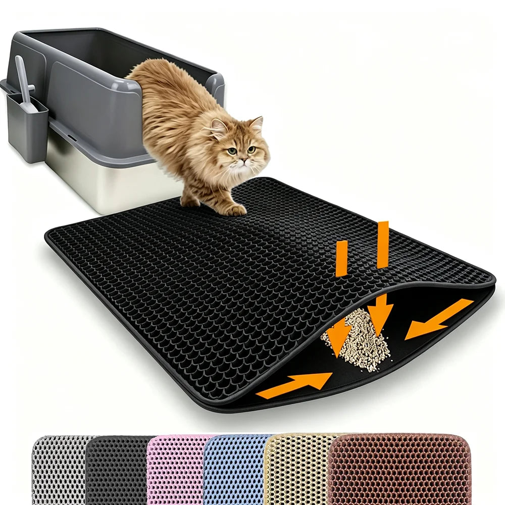 Double Layer Cat Litter Mat - Non-Slip Waterproof Litter Trapper