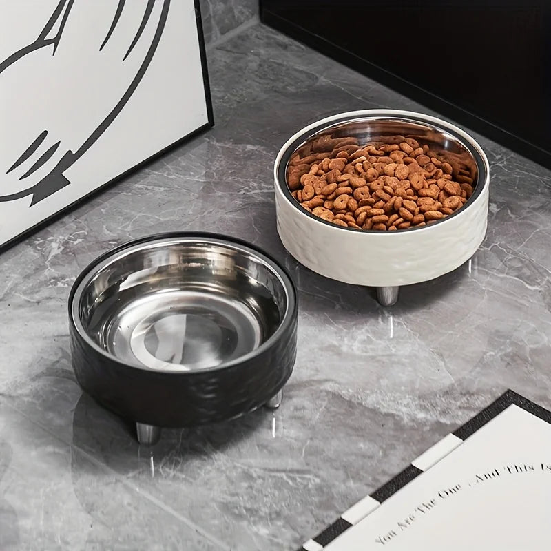 Elevated Stainless Steel Pet Bowl - Anti-Tip Neck Protection Feeder