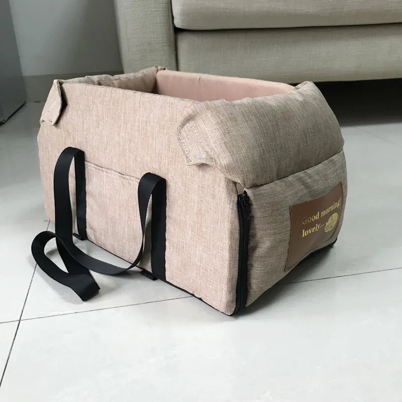 Center Console Dog Car Seat - Portable Travel Bed for Small Dogs