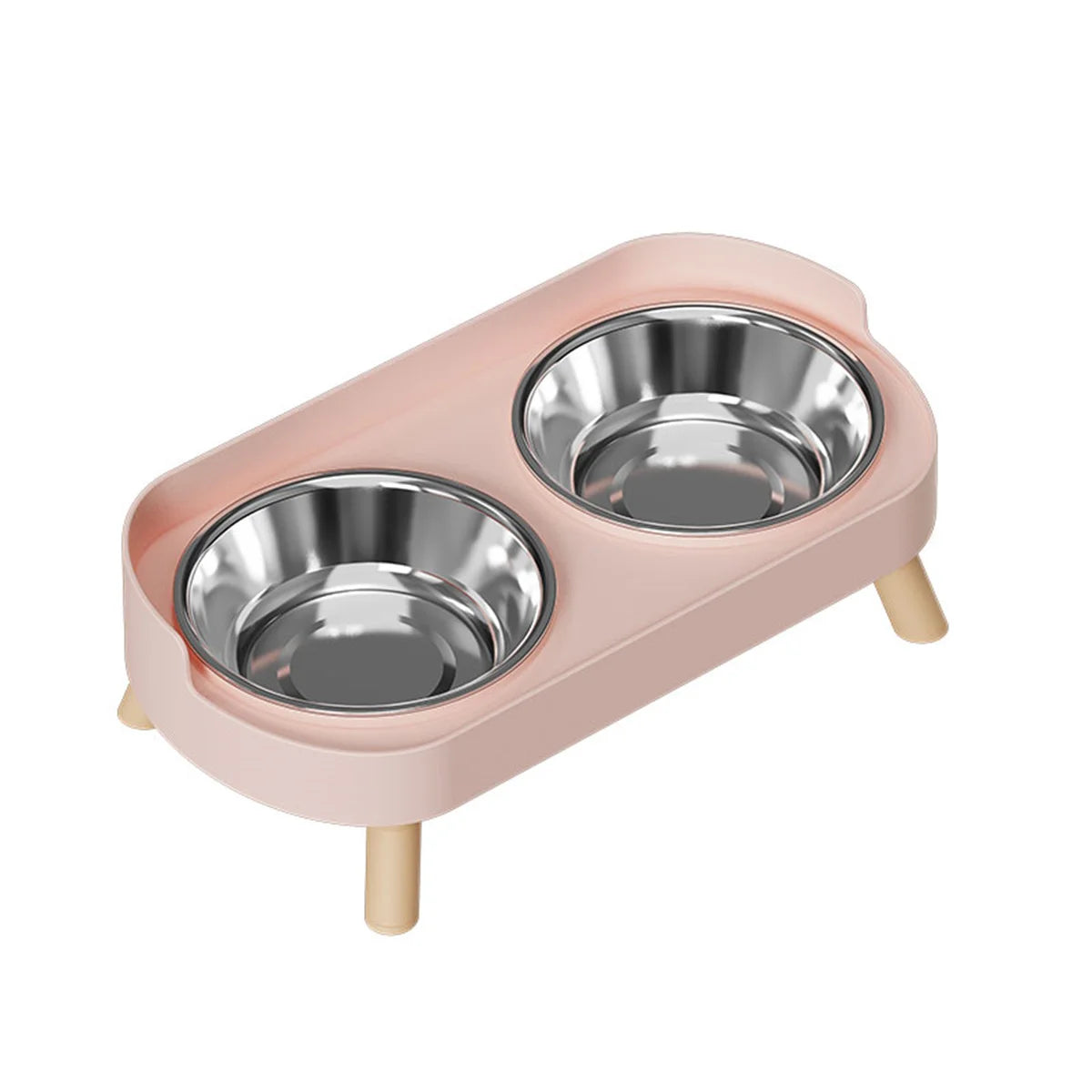 Adjustable Height Cat Double Bowl - Elevated Food and Water Feeder
