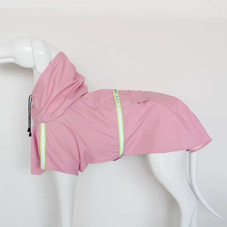 Hooded Dog Raincoat - Reflective Waterproof Cloak for Large Dogs