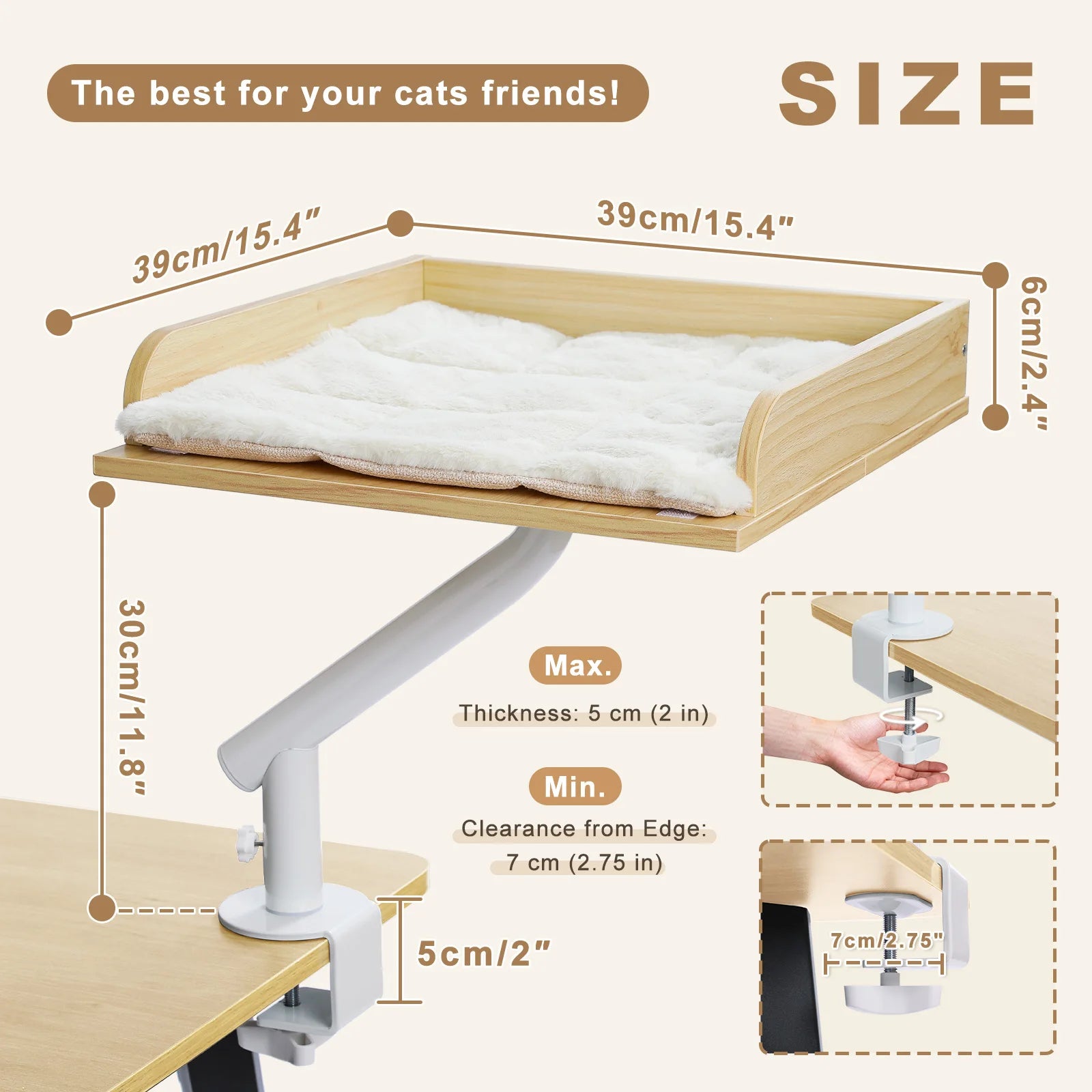 Rotatable Cat Desk Bed - 360 Degree Adjustable Hammock Stand