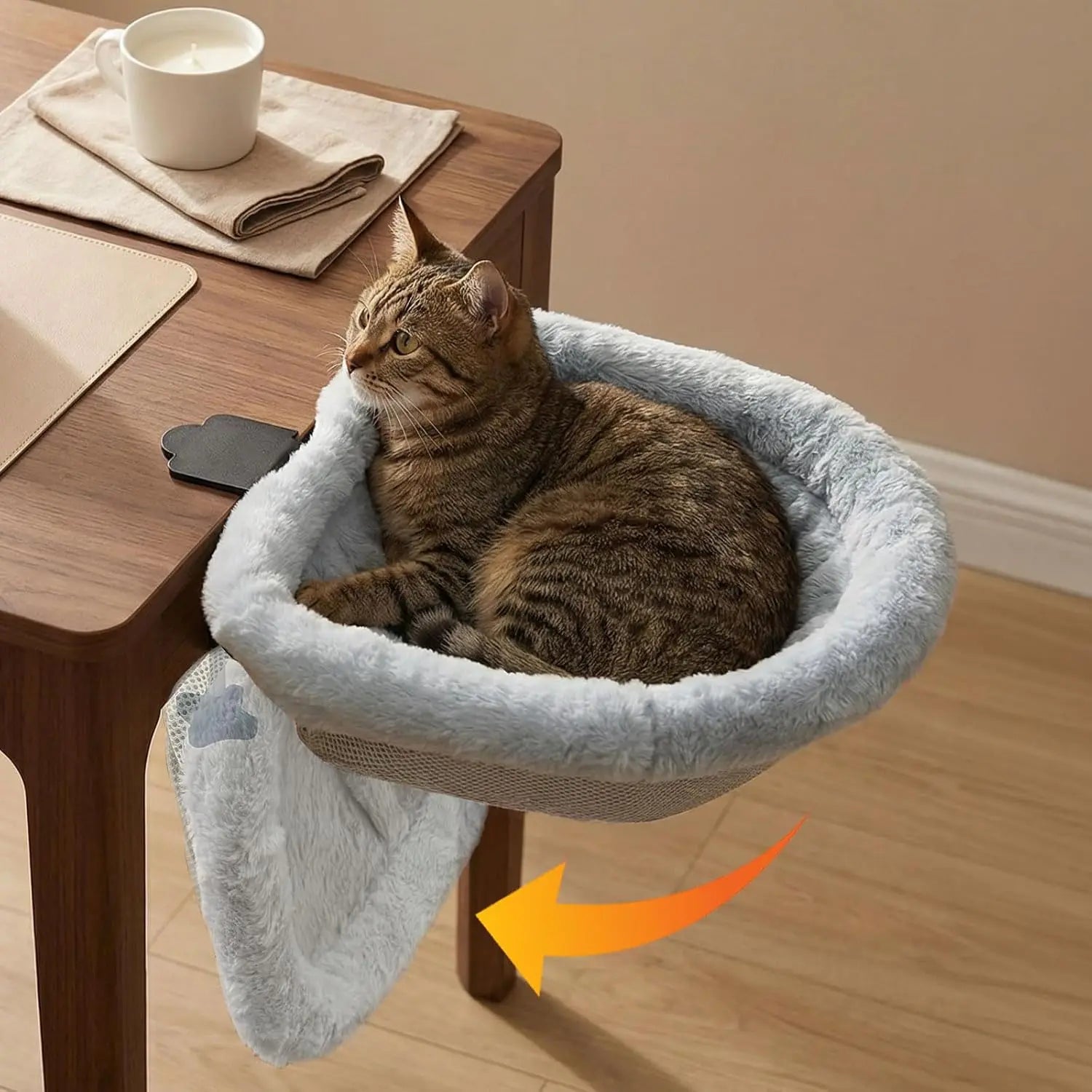 Foldable Cat Desk Bed - Space-Saving Hammock Perch for Home Office
