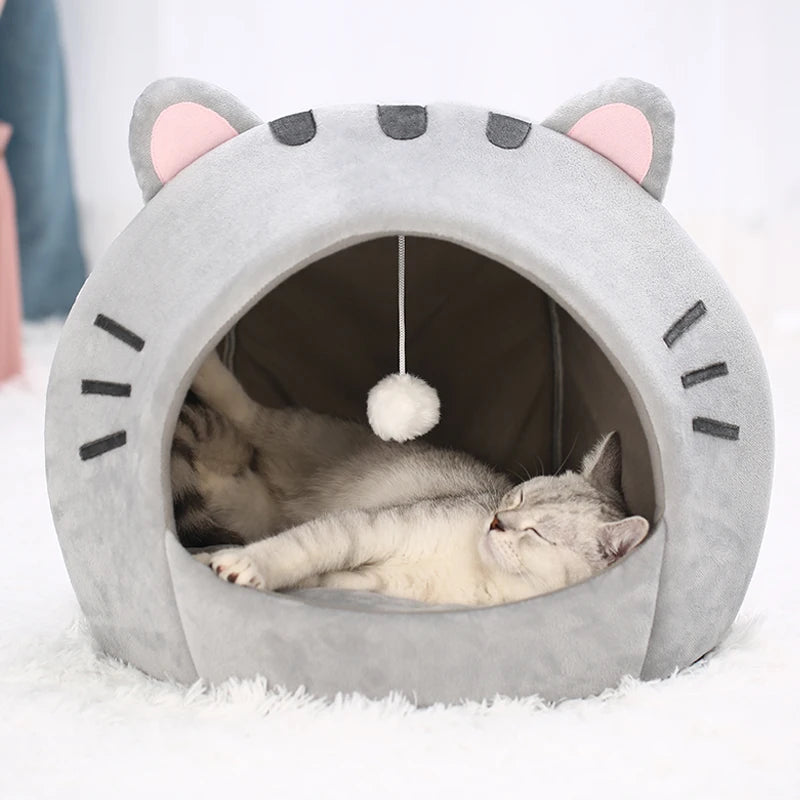 Warm Cat Basket Tent - Cosy Kitten Cave Bed with Cushion