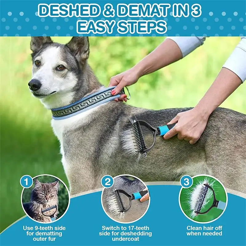 Professional Dog Grooming Brush - Deshedding Comb for Thick Coats