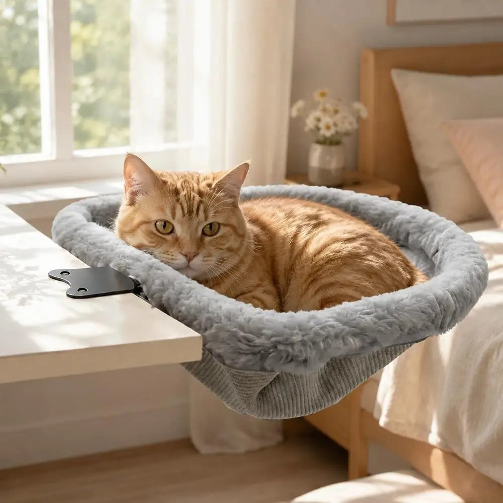 Foldable Cat Desk Bed - Space-Saving Hammock Perch for Home Office