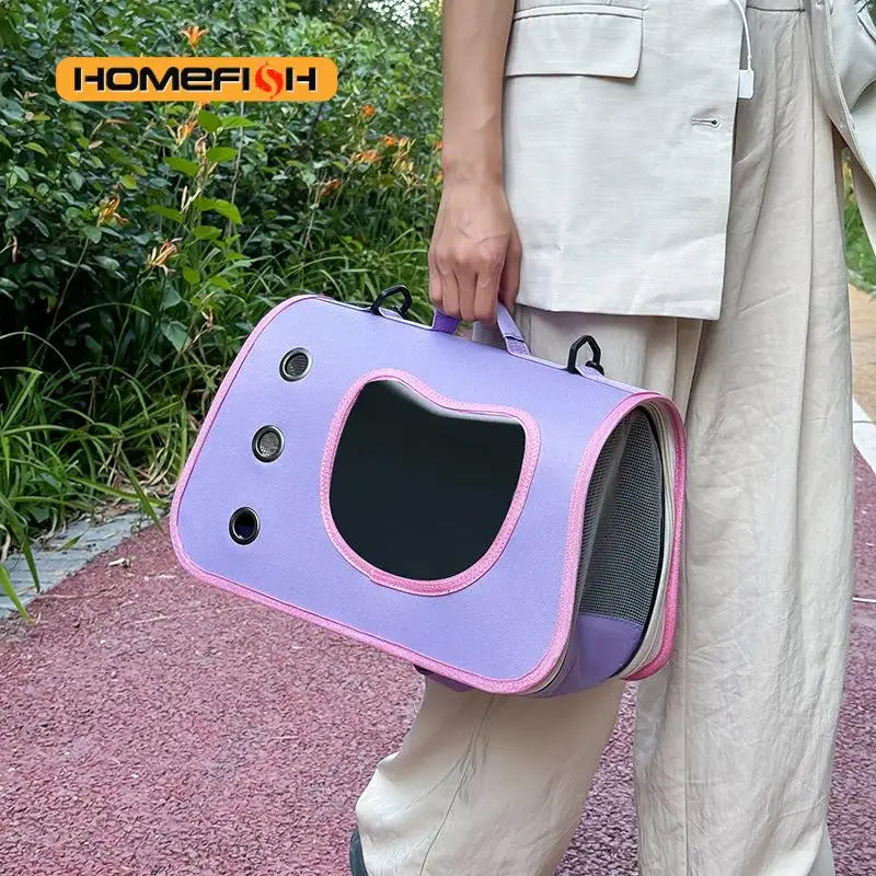 Foldable Pet Shoulder Carrier - Breathable Bag for Cats and Small Dogs
