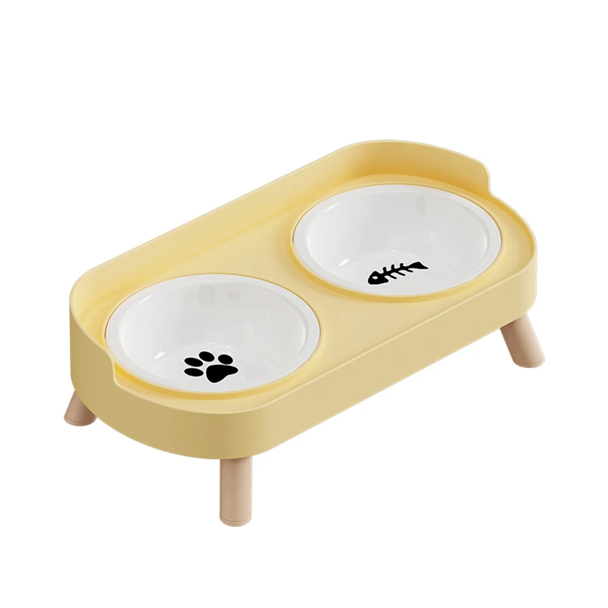 Adjustable Height Cat Double Bowl - Elevated Food and Water Feeder