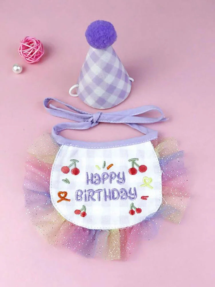 Pet Birthday Set - Party Hat and Bib Bandana for Dogs and Cats