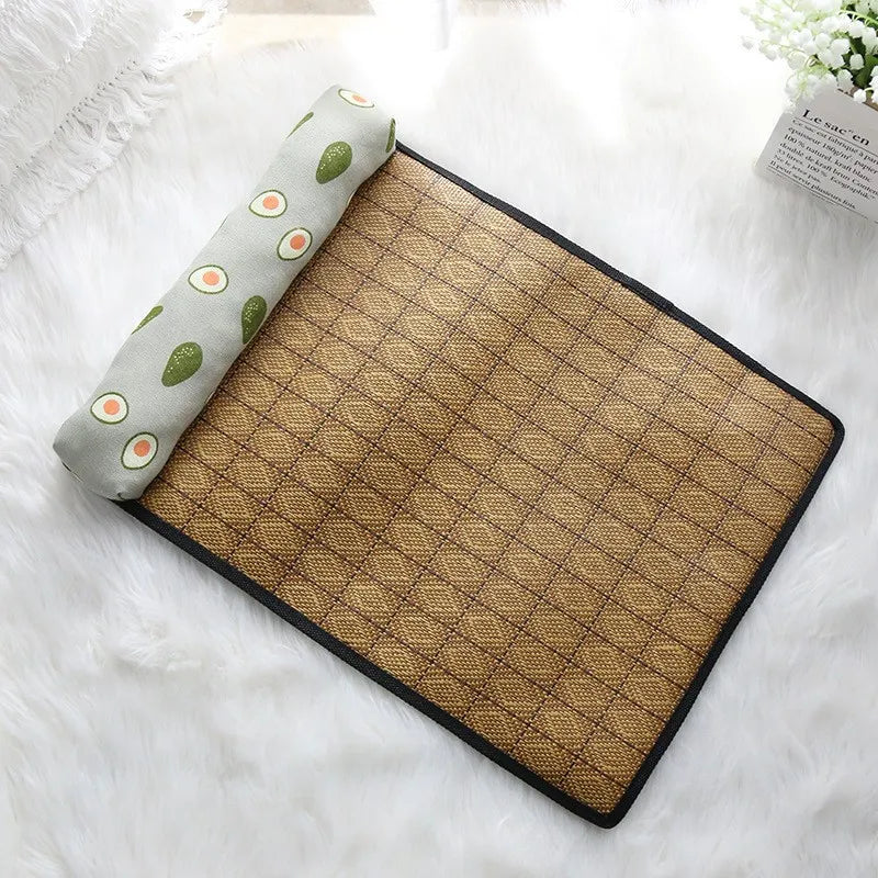 Rattan Cat Cooling Mat - Natural Woven Summer Bed for Cats and Dogs