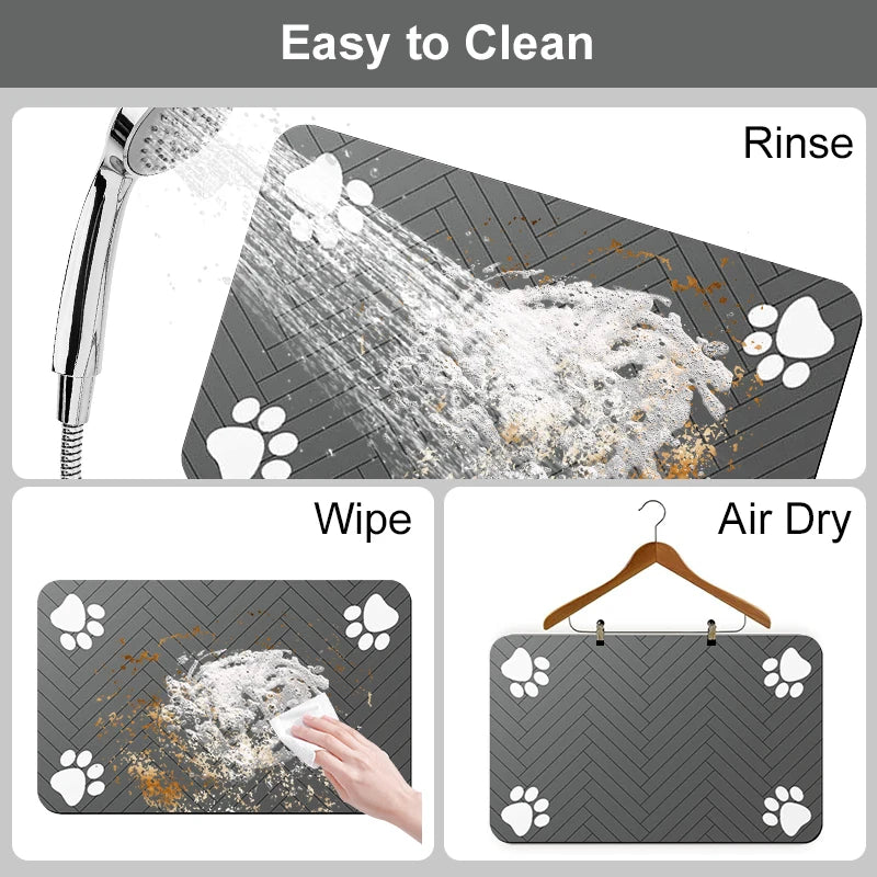 Absorbent Pet Feeding Mat - Quick Dry Placemat with Rubber Backing