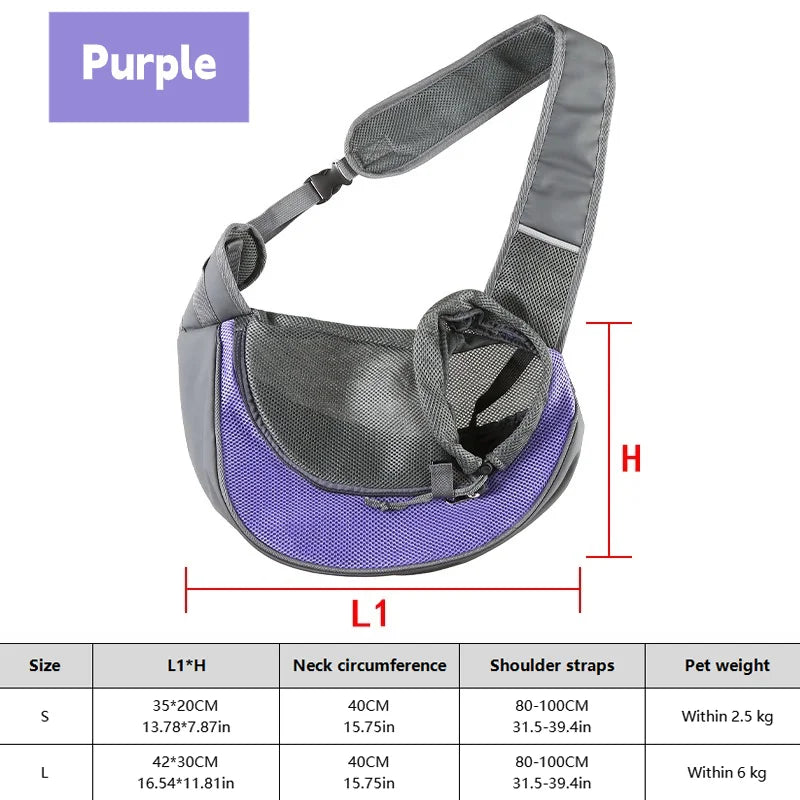 Dog Sling Carrier - Breathable Mesh Crossbody Bag for Puppies