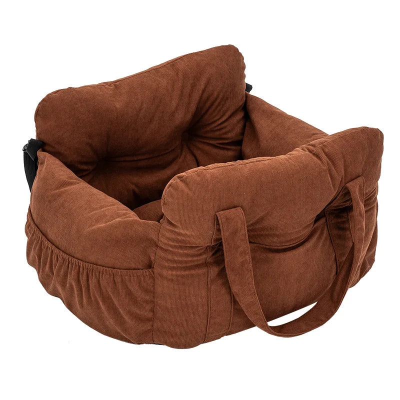 Dog Car Seat with Safety Belt - Non-Slip Washable Travel Bed