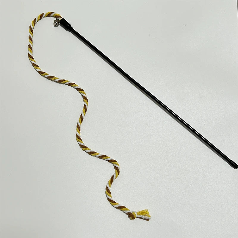 Satin Ribbon Cat Teaser Rod - Long Interactive Wand Toy for Kittens