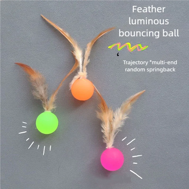 Cat Feather Ball Toy - Interactive Bouncing Chase Toy for Kittens