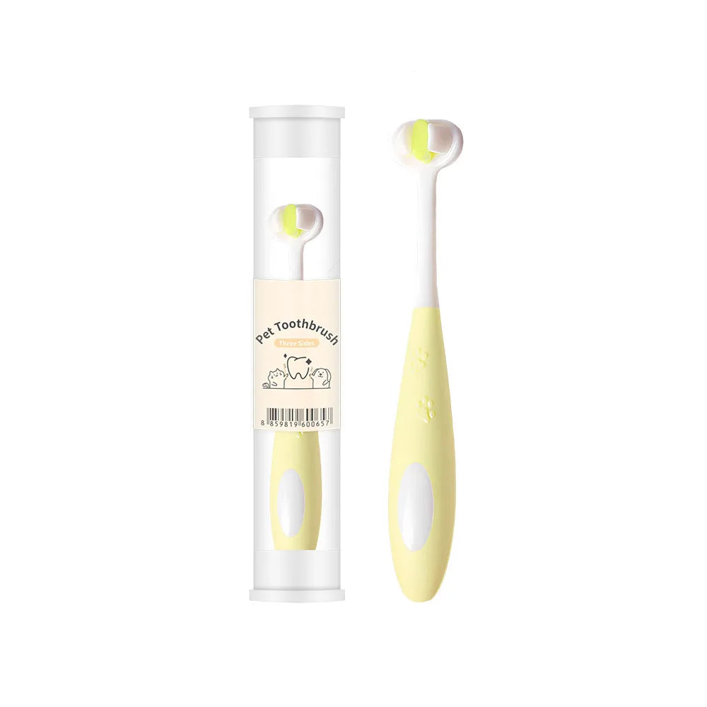 3-Sided Dog Toothbrush Set - 360 Degree Brush Head with Toothpaste