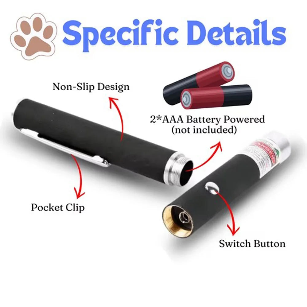 Green and Red Laser Pointer Pen - LED Flashlight Cat Play Torch
