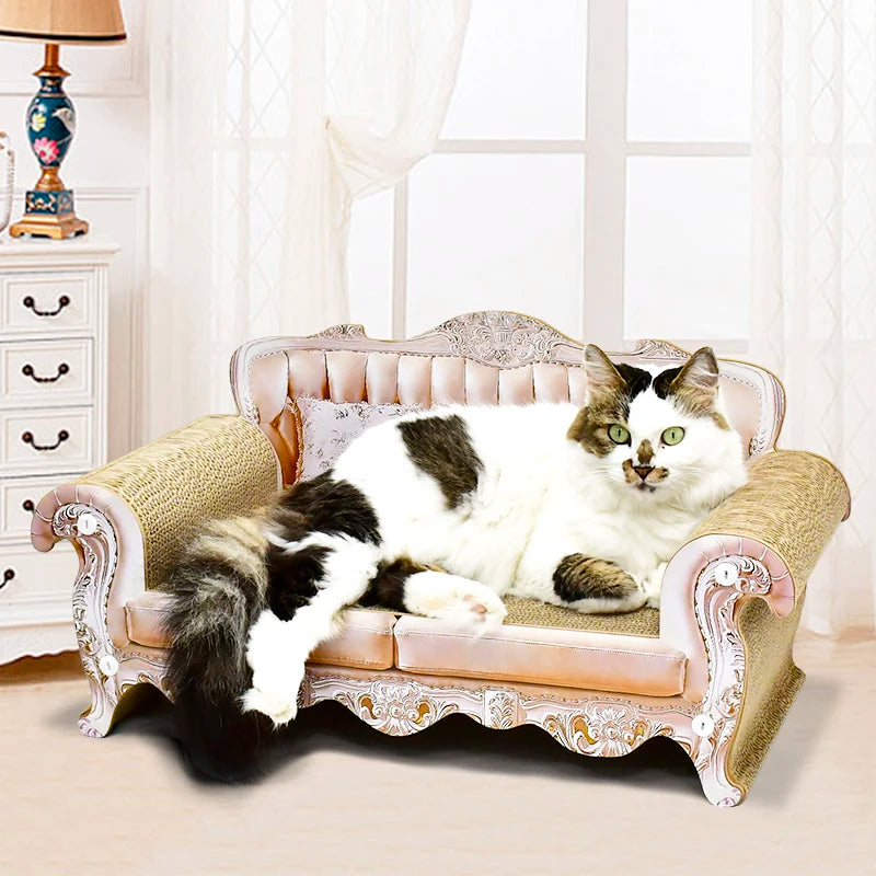 Cat Scratcher Sofa Bed - Corrugated Scratch Lounge for Large Cats