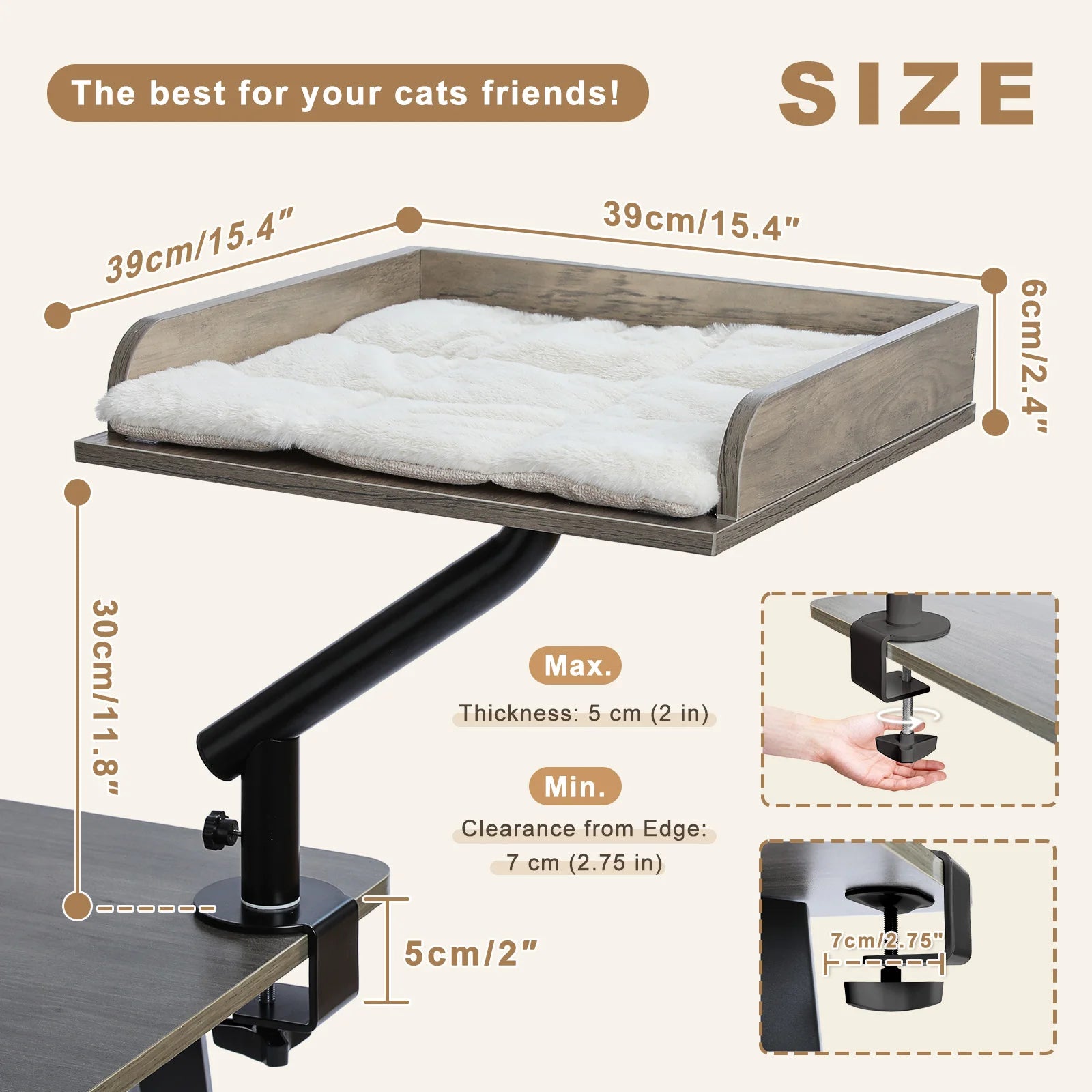 Rotatable Cat Desk Bed - 360 Degree Adjustable Hammock Stand