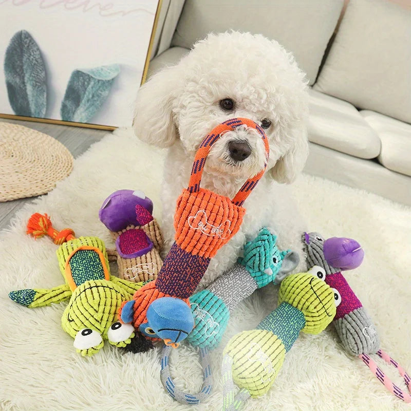Corduroy Squeaky Dog Toy - Animal Shapes for Small and Large Dogs