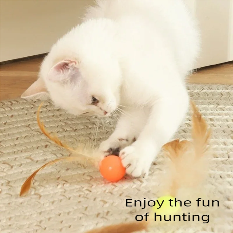 Cat Feather Ball Toy - Interactive Bouncing Chase Toy for Kittens