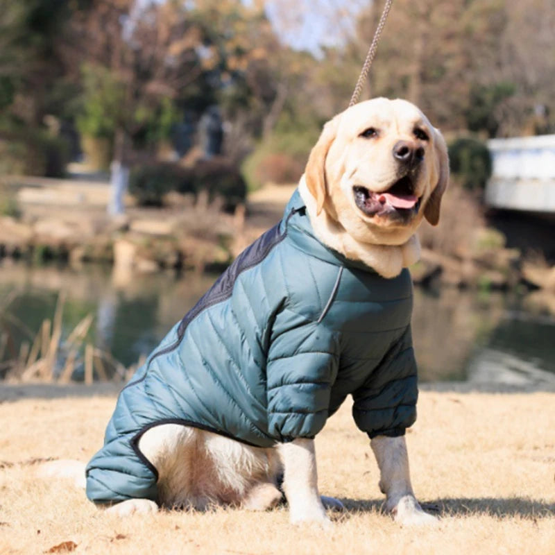 Padded Dog Winter Coat - Windproof Four-Leg Suit for Cold Weather