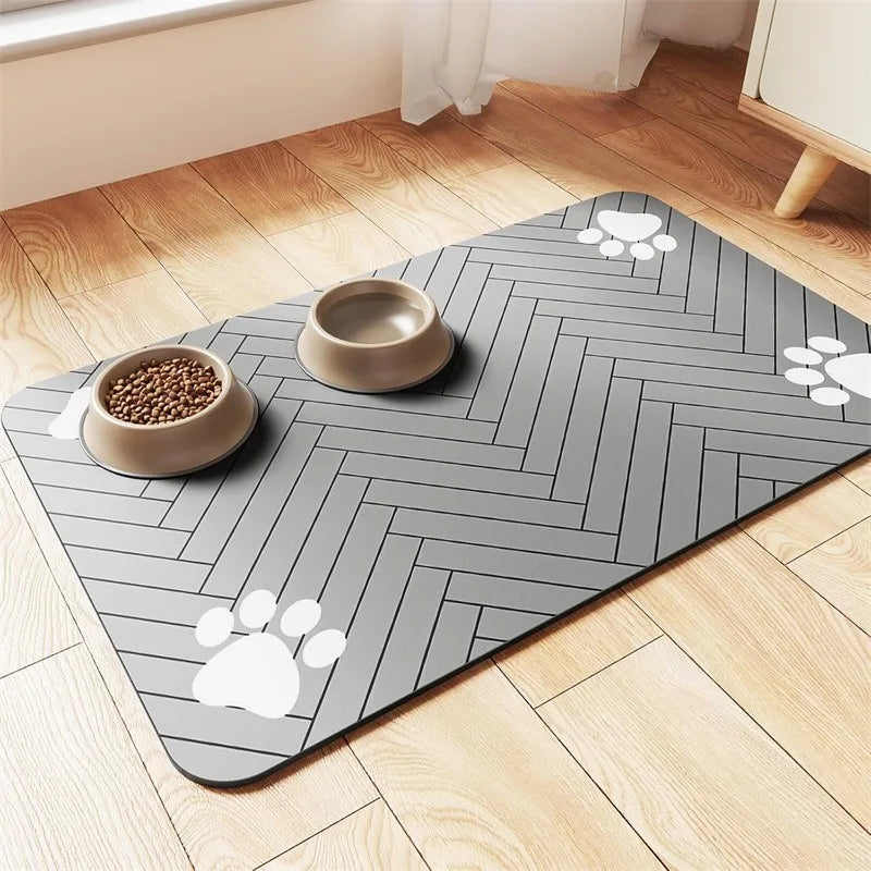 Absorbent Pet Feeding Mat - Quick Dry Placemat with Rubber Backing