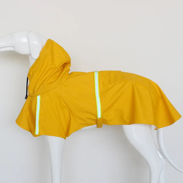Hooded Dog Raincoat - Reflective Waterproof Cloak for Large Dogs