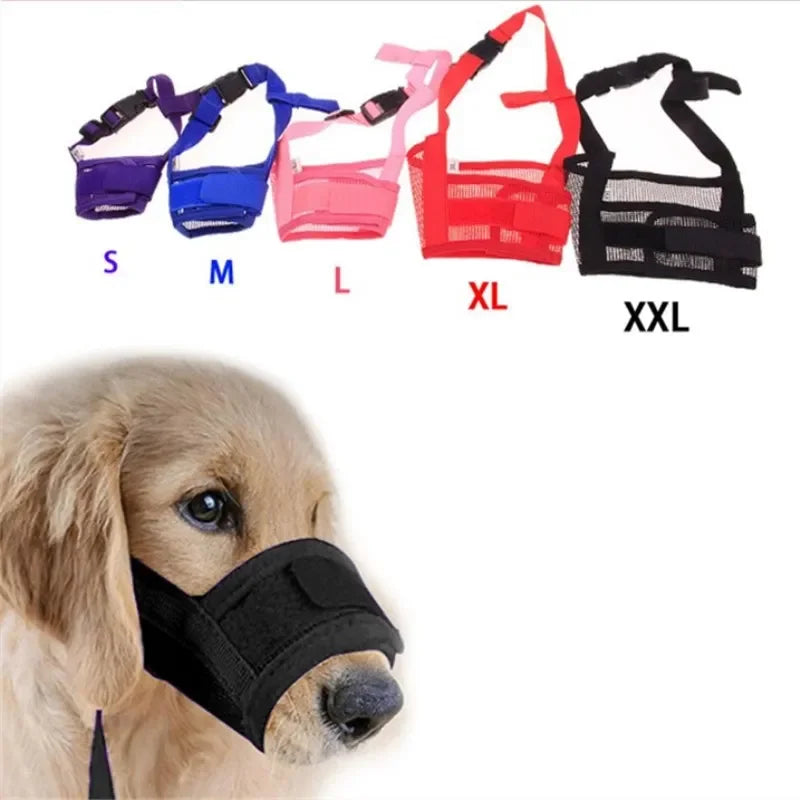 Adjustable Mesh Dog Muzzle - Breathable Anti-Bite Grooming Mask