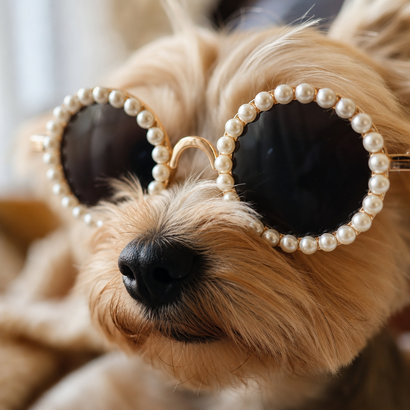 Pearl Sunglasses Pet Headdress lifestyle