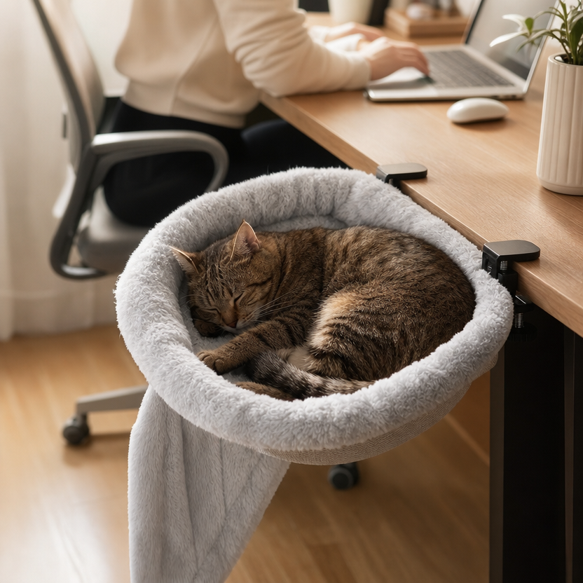 Cat Desk Bed Foldable lifestyle